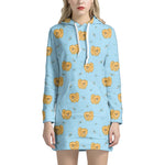 Cartoon Pomeranian Pattern Print Hoodie Dress