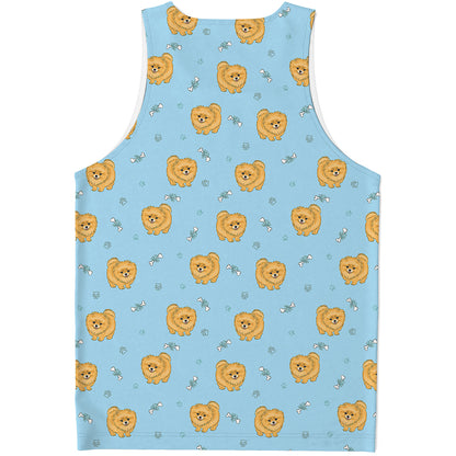 Cartoon Pomeranian Pattern Print Men's Tank Top