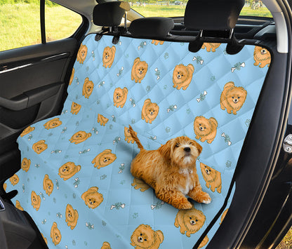 Cartoon Pomeranian Pattern Print Pet Car Back Seat Cover