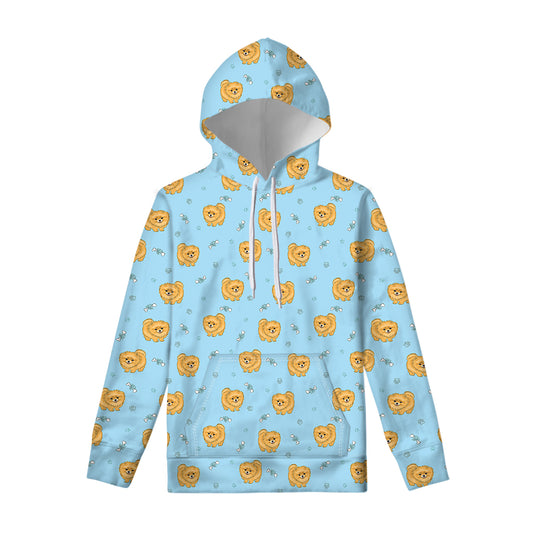 Cartoon Pomeranian Pattern Print Pullover Hoodie