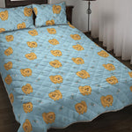 Cartoon Pomeranian Pattern Print Quilt Bed Set