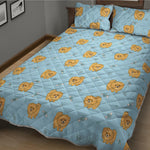Cartoon Pomeranian Pattern Print Quilt Bed Set