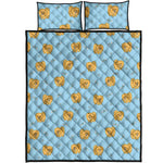 Cartoon Pomeranian Pattern Print Quilt Bed Set