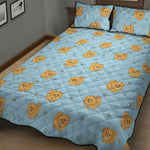 Cartoon Pomeranian Pattern Print Quilt Bed Set