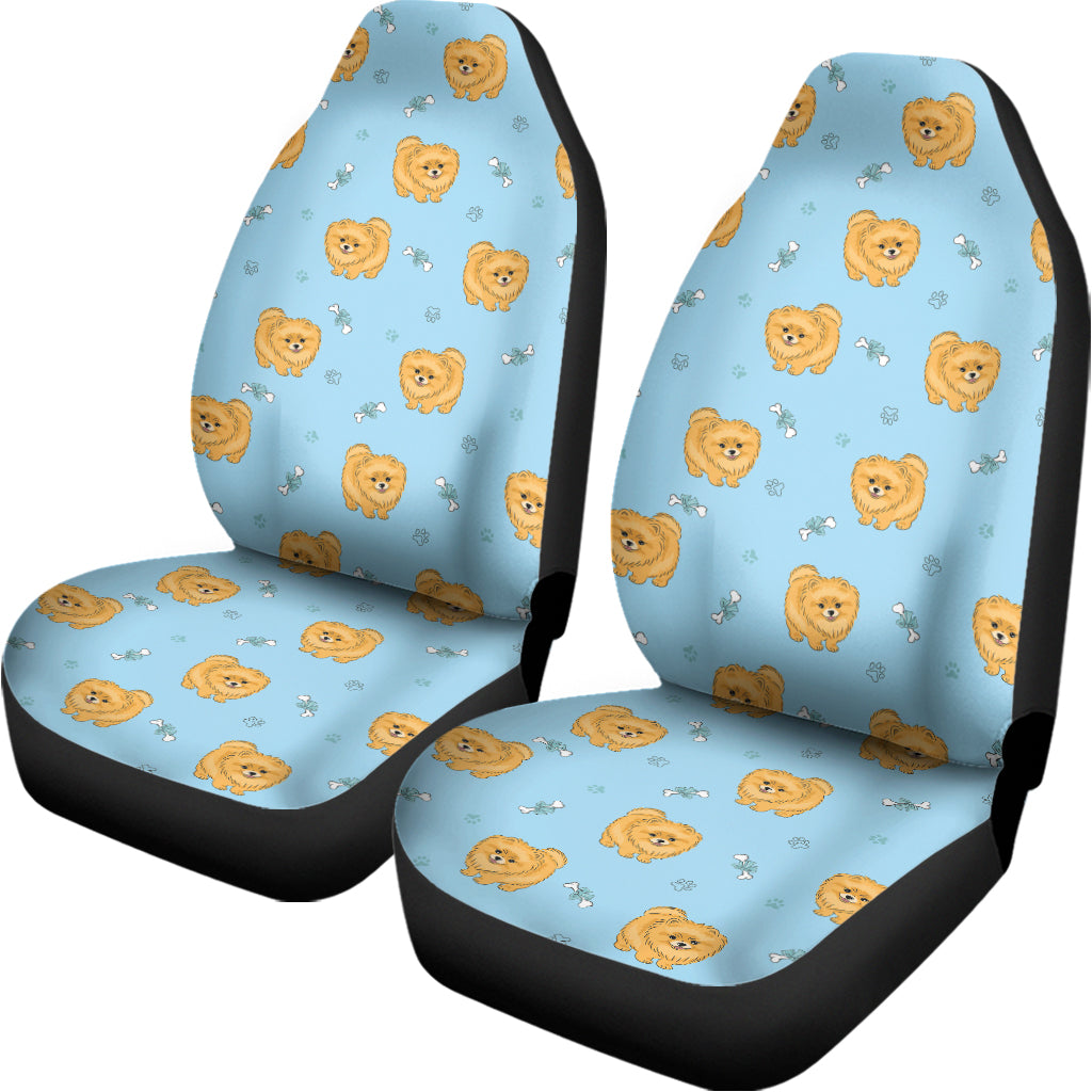 Cartoon Pomeranian Pattern Print Universal Fit Car Seat Covers