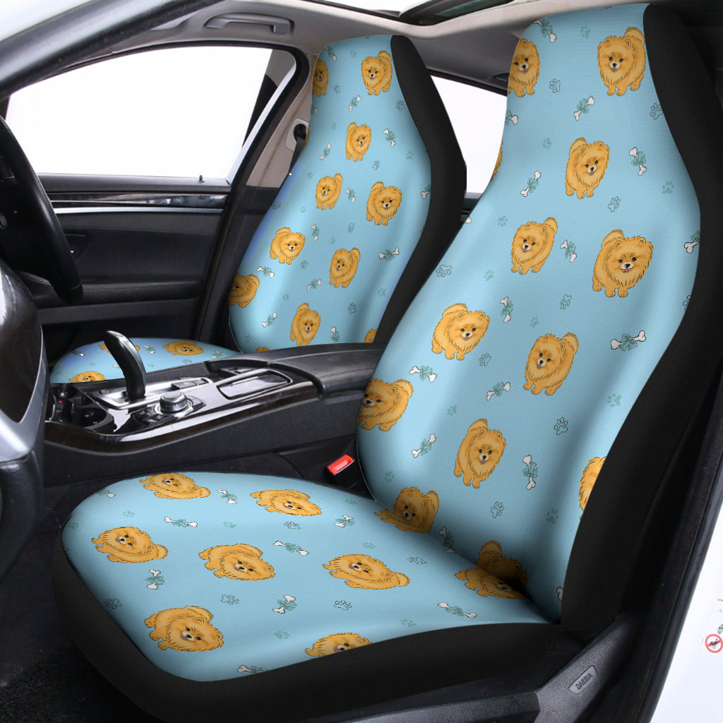Cartoon Pomeranian Pattern Print Universal Fit Car Seat Covers