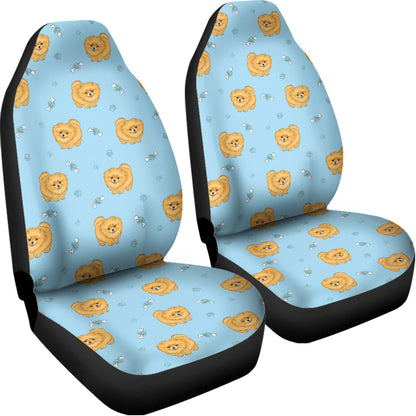 Cartoon Pomeranian Pattern Print Universal Fit Car Seat Covers