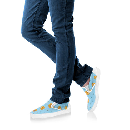 Cartoon Pomeranian Pattern Print White Slip On Shoes