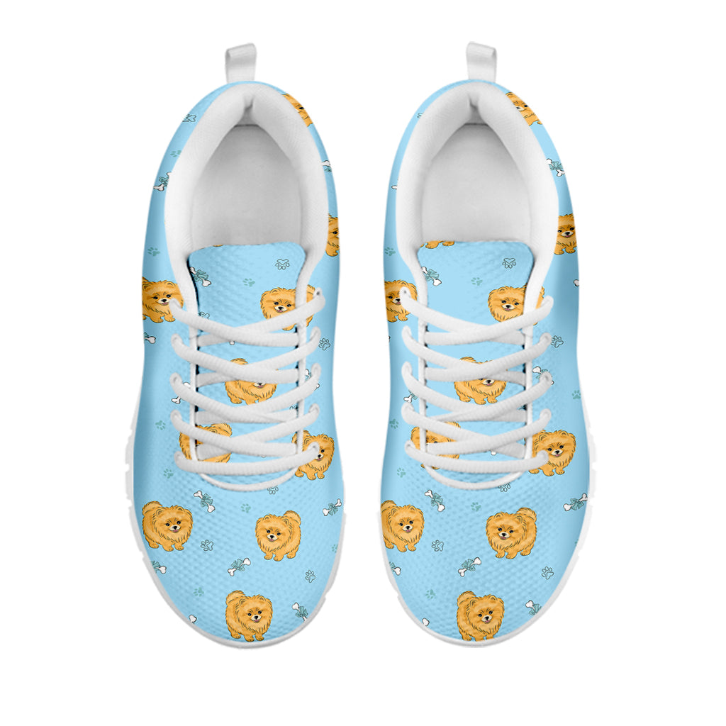 Cartoon Pomeranian Pattern Print White Sneakers