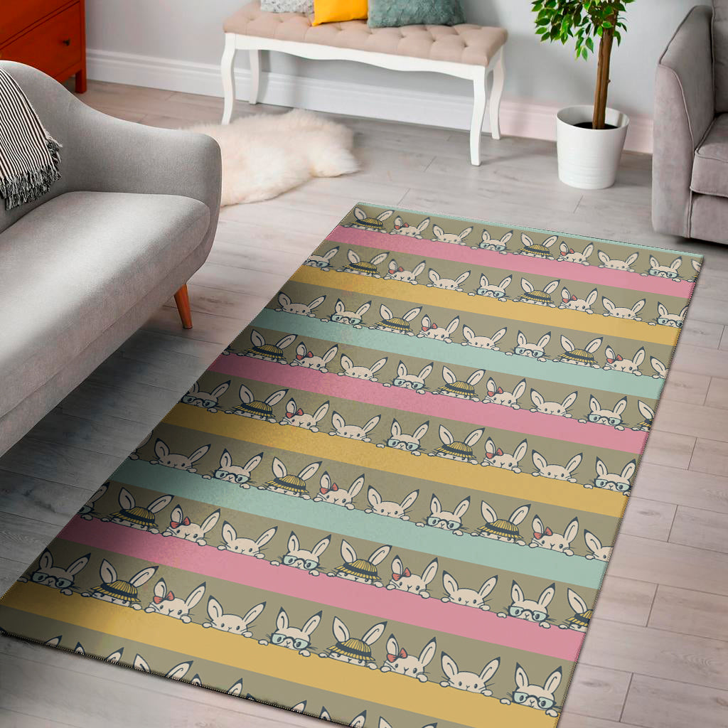 Cartoon Rabbit Pattern Print Area Rug