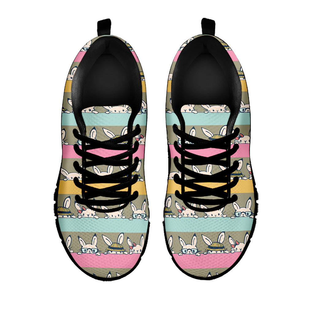 Cartoon Rabbit Pattern Print Black Sneakers