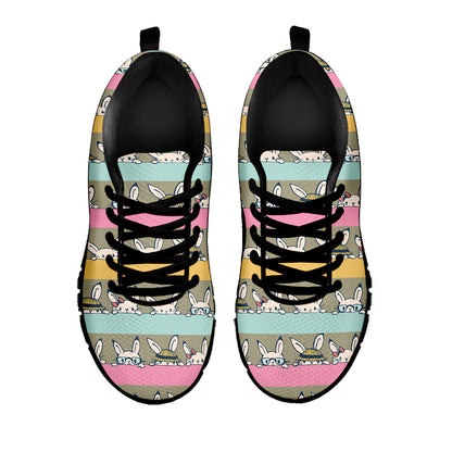 Cartoon Rabbit Pattern Print Black Sneakers
