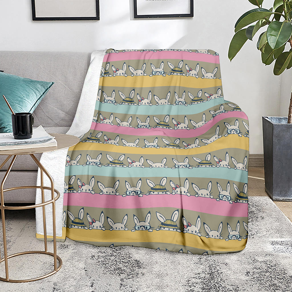 Cartoon Rabbit Pattern Print Blanket