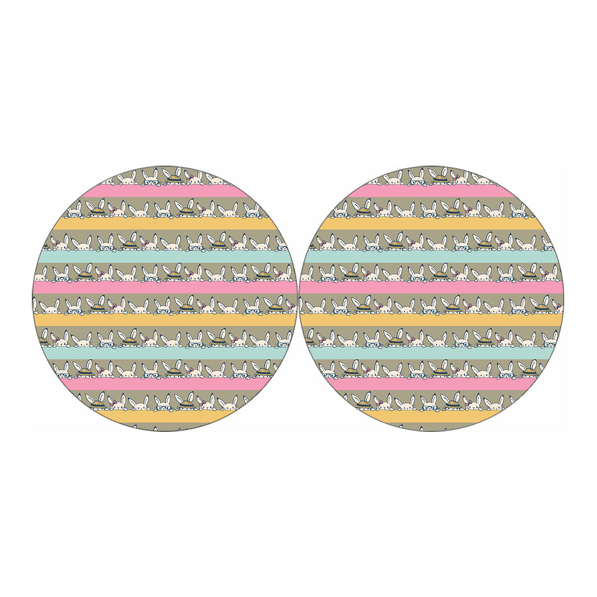 Cartoon Rabbit Pattern Print Car Coasters