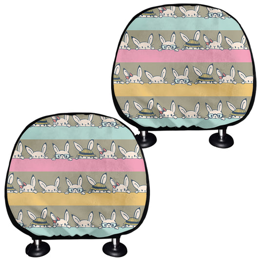 Cartoon Rabbit Pattern Print Car Headrest Covers