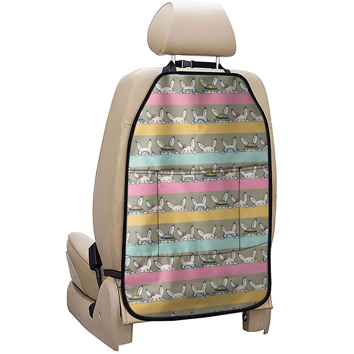 Cartoon Rabbit Pattern Print Car Seat Organizers