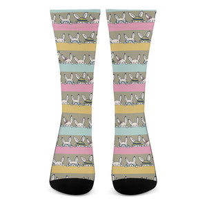 Cartoon Rabbit Pattern Print Crew Socks