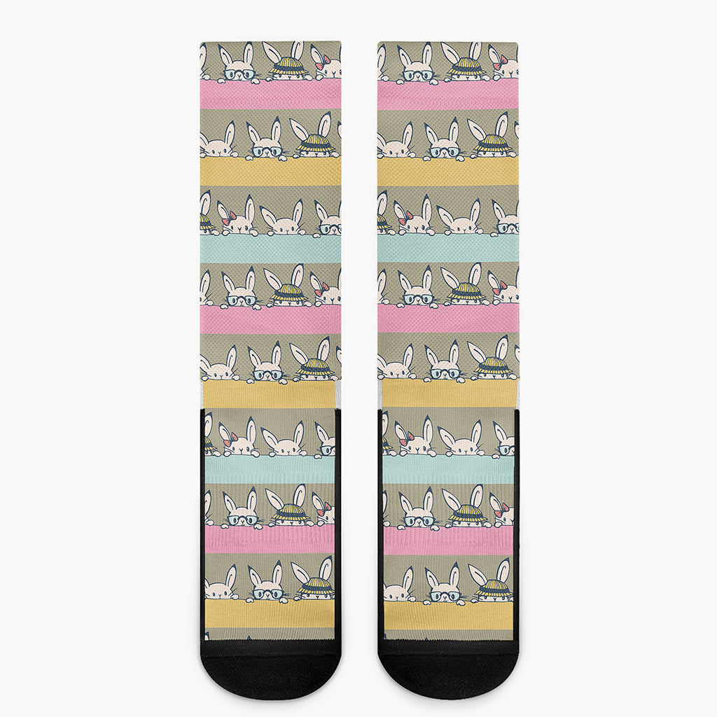 Cartoon Rabbit Pattern Print Crew Socks