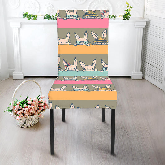 Cartoon Rabbit Pattern Print Dining Chair Slipcover
