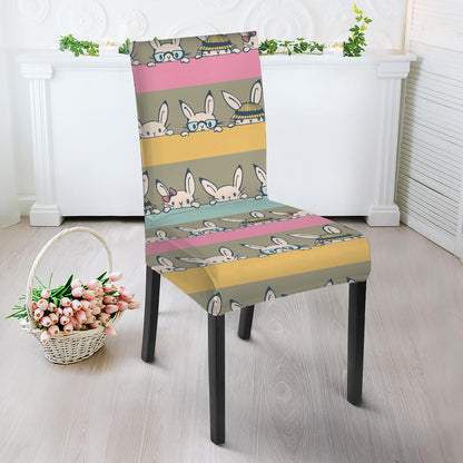 Cartoon Rabbit Pattern Print Dining Chair Slipcover