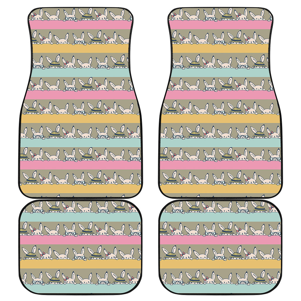 Cartoon Rabbit Pattern Print Front and Back Car Floor Mats