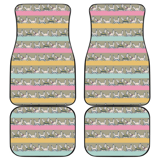 Cartoon Rabbit Pattern Print Front and Back Car Floor Mats
