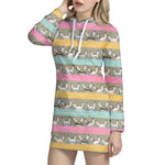 Cartoon Rabbit Pattern Print Hoodie Dress