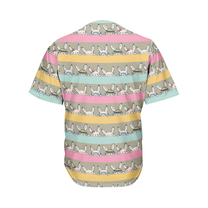 Cartoon Rabbit Pattern Print Men's Baseball Jersey