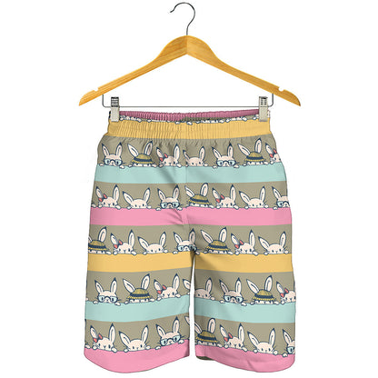Cartoon Rabbit Pattern Print Men's Shorts