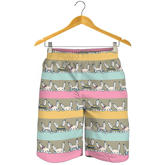 Cartoon Rabbit Pattern Print Men's Shorts