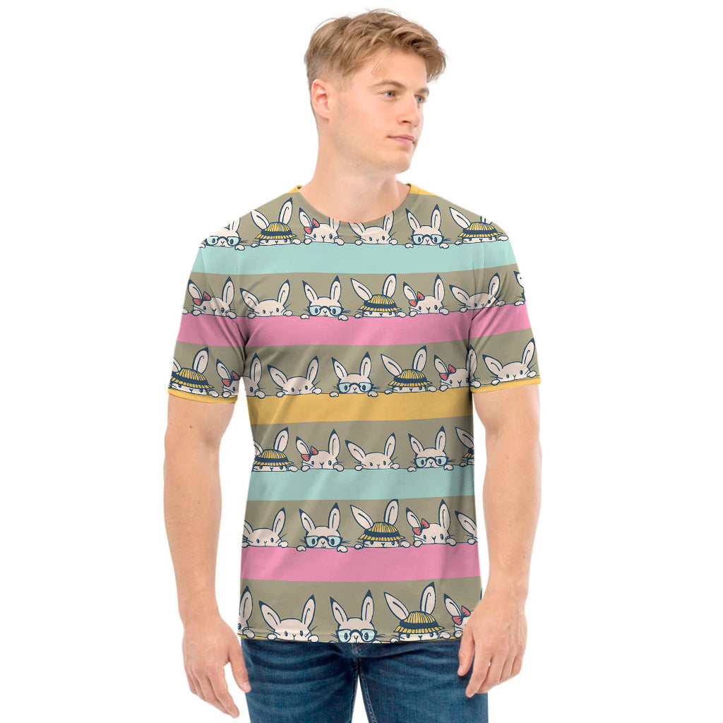 Cartoon Rabbit Pattern Print Men's T-Shirt