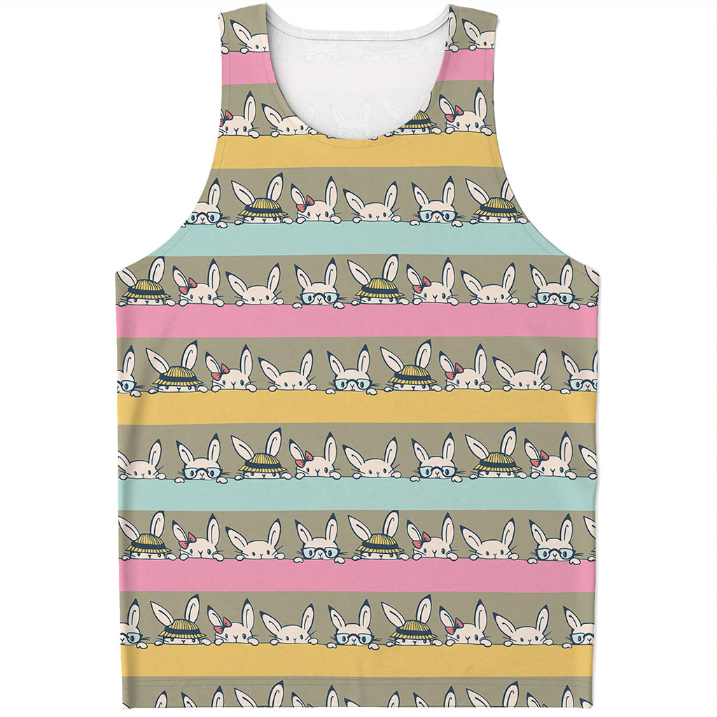 Cartoon Rabbit Pattern Print Men's Tank Top
