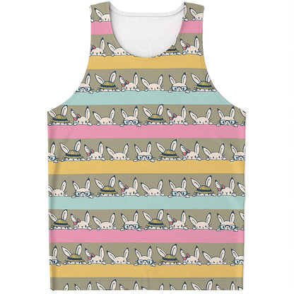 Cartoon Rabbit Pattern Print Men's Tank Top