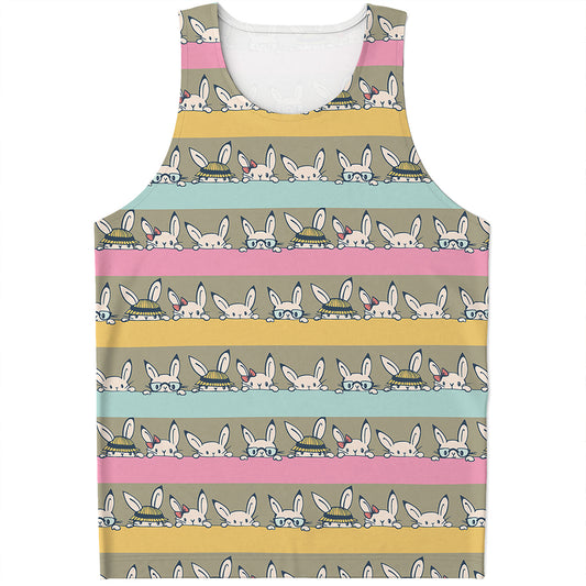 Cartoon Rabbit Pattern Print Men's Tank Top