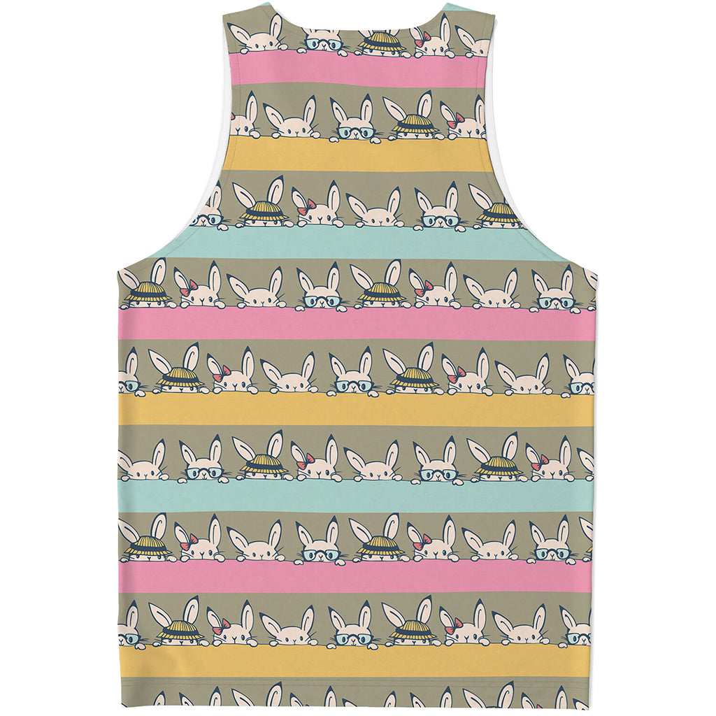 Cartoon Rabbit Pattern Print Men's Tank Top