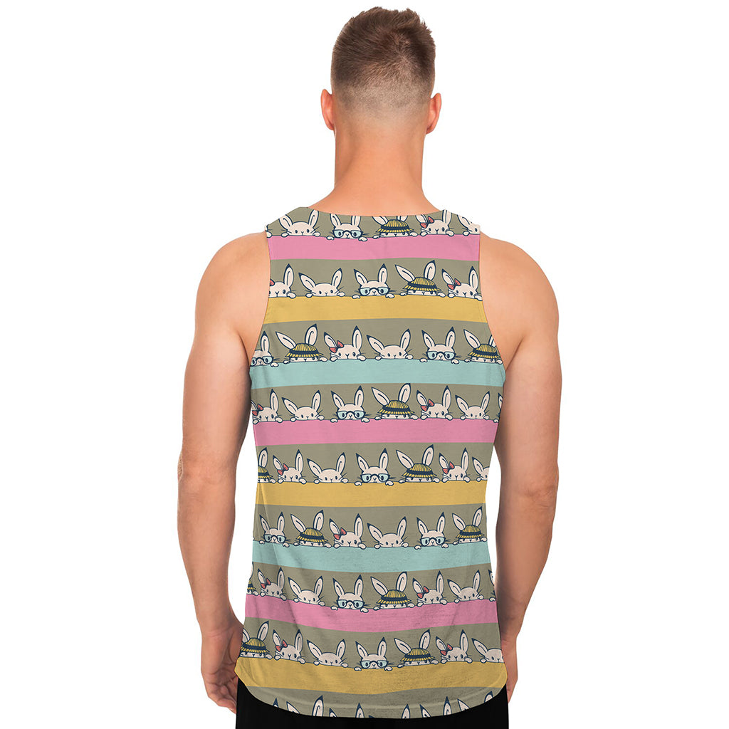 Cartoon Rabbit Pattern Print Men's Tank Top