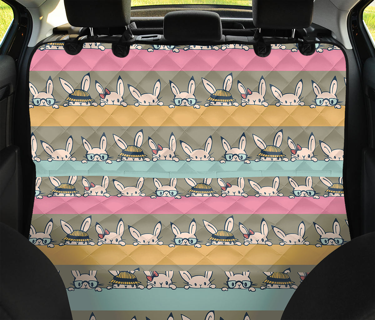 Cartoon Rabbit Pattern Print Pet Car Back Seat Cover