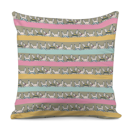 Cartoon Rabbit Pattern Print Pillow Cover