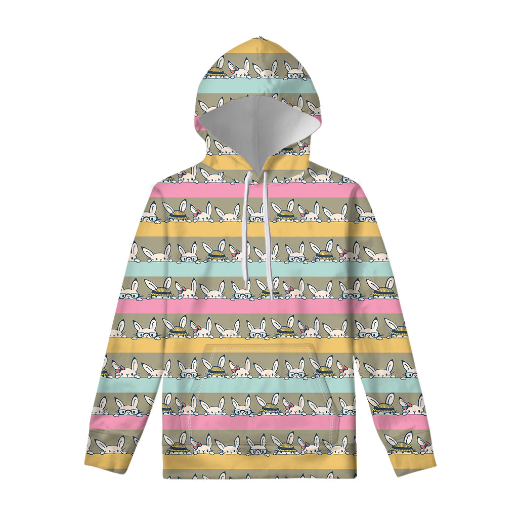 Cartoon Rabbit Pattern Print Pullover Hoodie