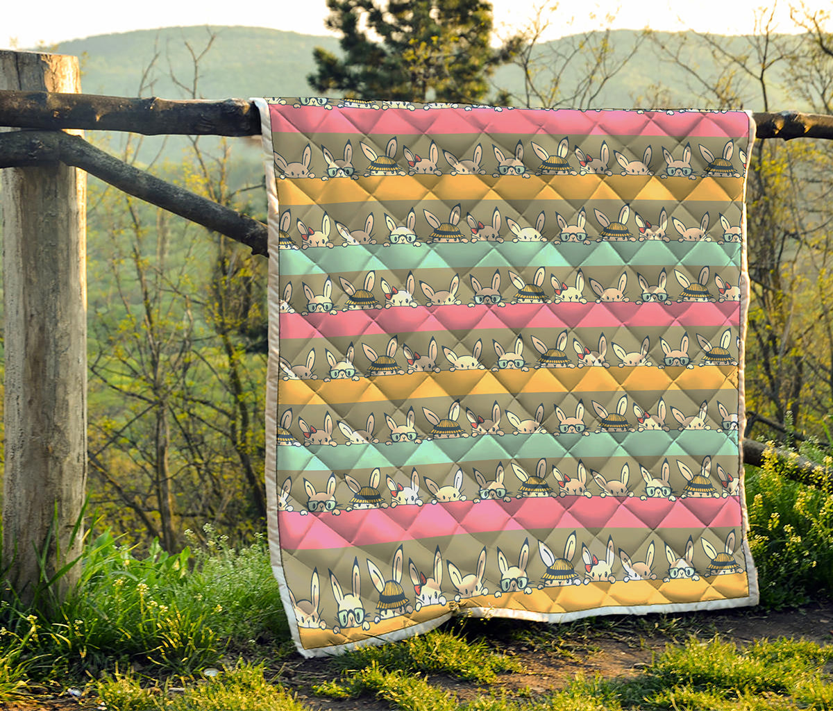 Cartoon Rabbit Pattern Print Quilt