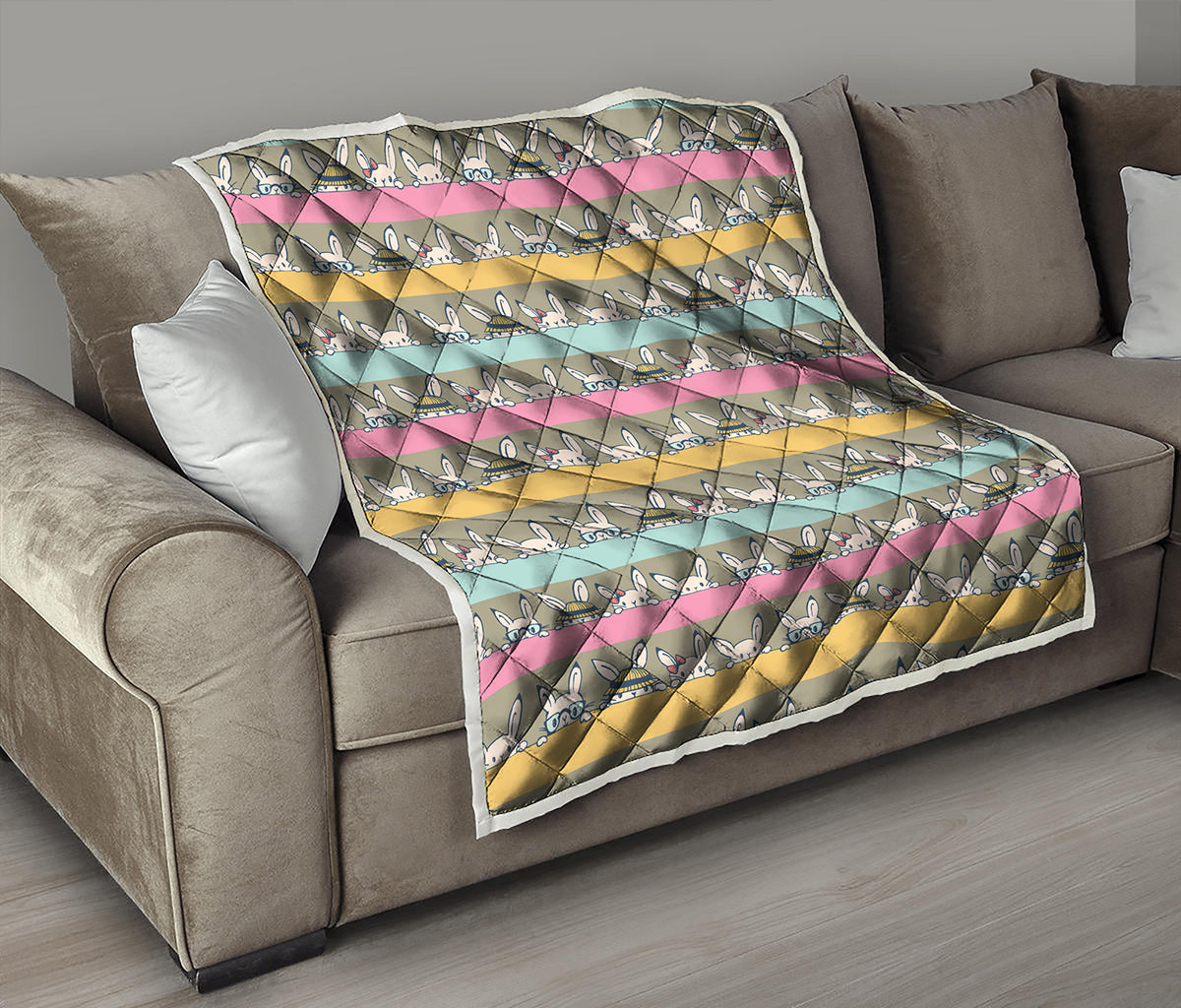 Cartoon Rabbit Pattern Print Quilt