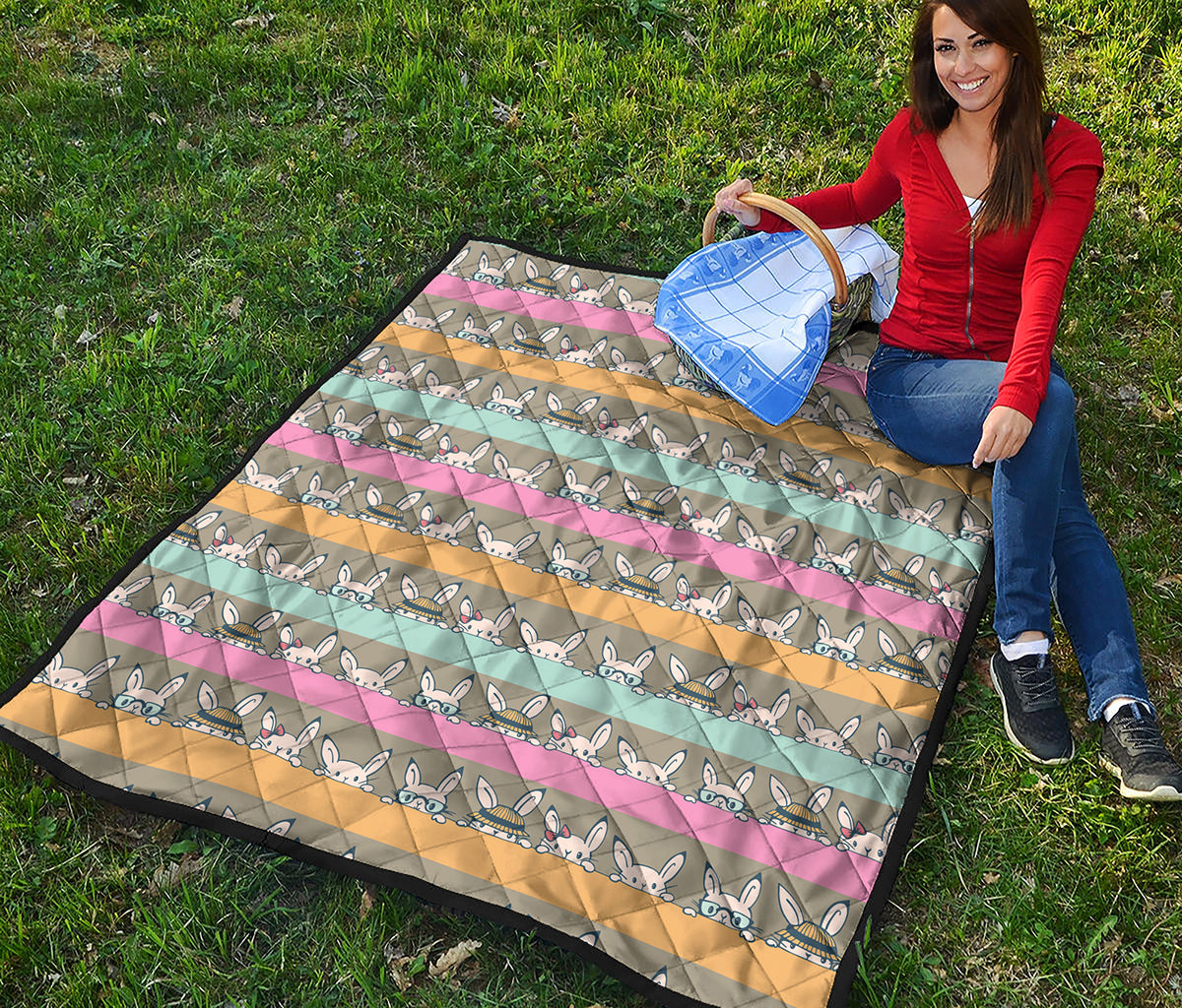 Cartoon Rabbit Pattern Print Quilt