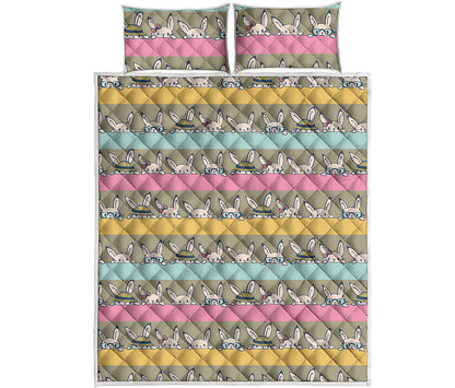 Cartoon Rabbit Pattern Print Quilt Bed Set