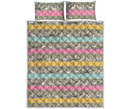 Cartoon Rabbit Pattern Print Quilt Bed Set