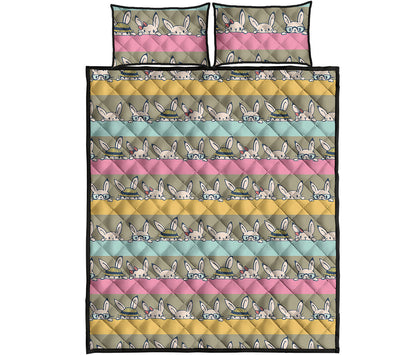 Cartoon Rabbit Pattern Print Quilt Bed Set