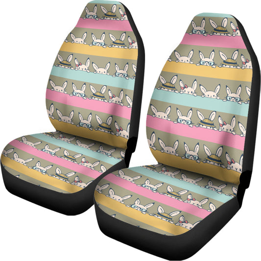 Cartoon Rabbit Pattern Print Universal Fit Car Seat Covers