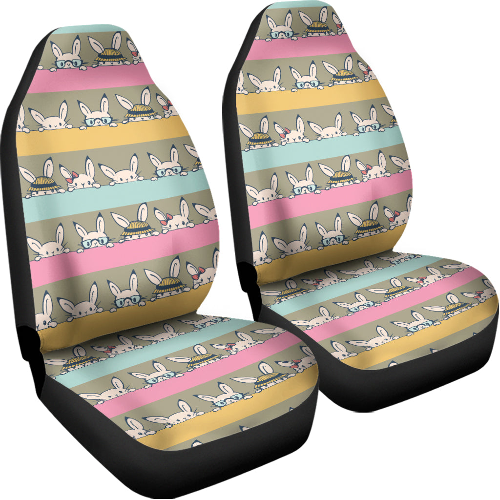 Cartoon Rabbit Pattern Print Universal Fit Car Seat Covers