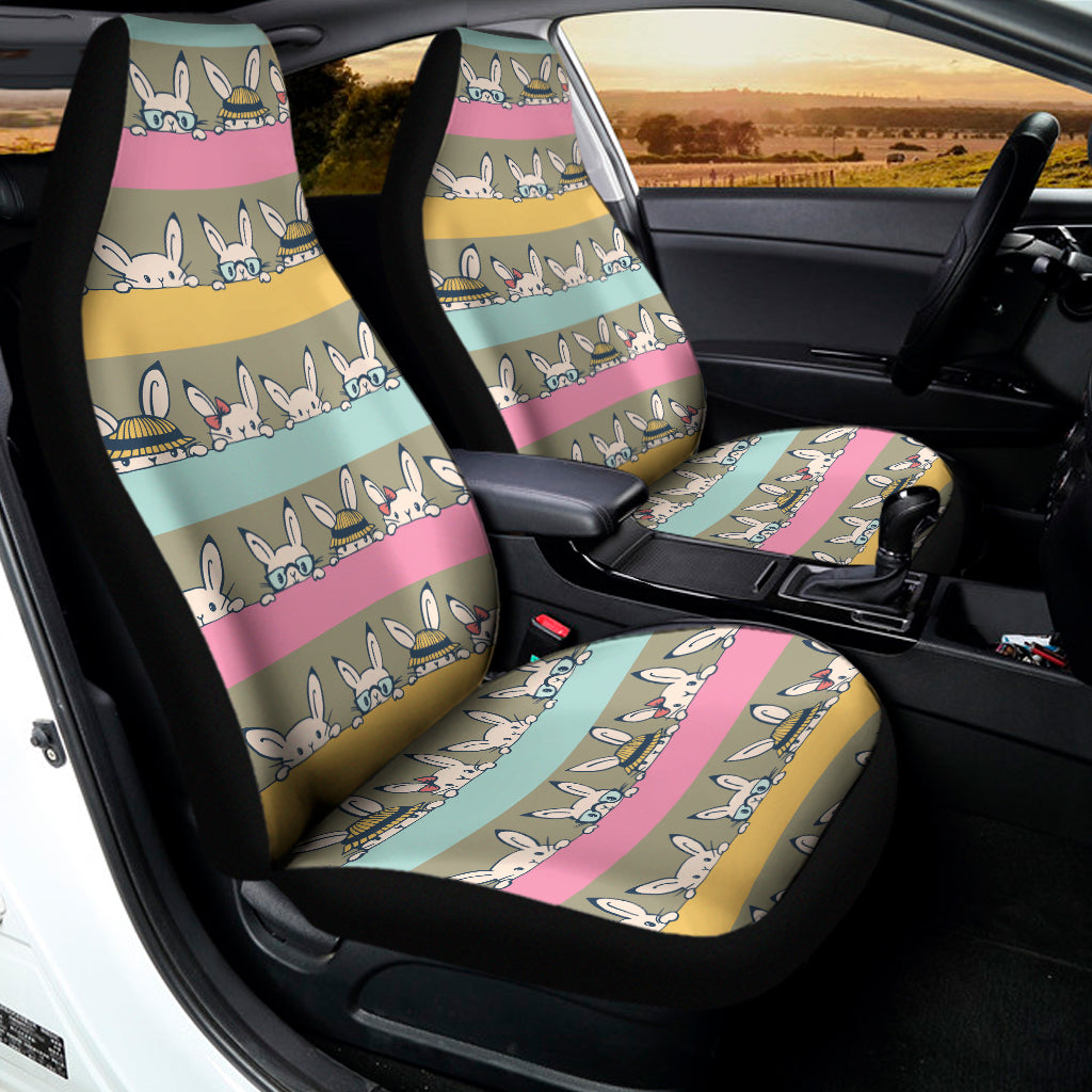 Cartoon Rabbit Pattern Print Universal Fit Car Seat Covers