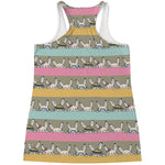 Cartoon Rabbit Pattern Print Women's Racerback Tank Top