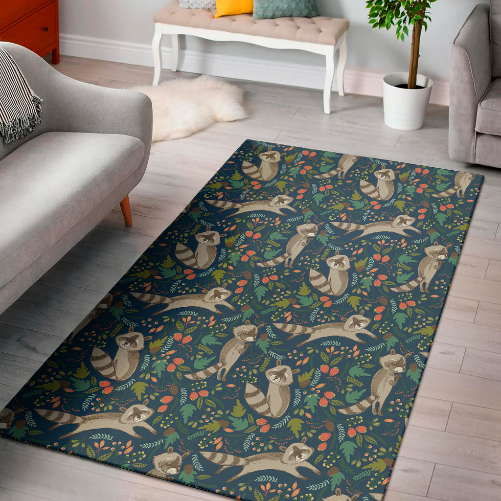 Cartoon Raccoon Pattern Print Area Rug